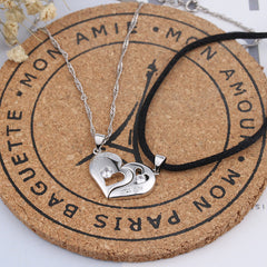 Heart-Shaped Couple Necklace with Engraving Pendant