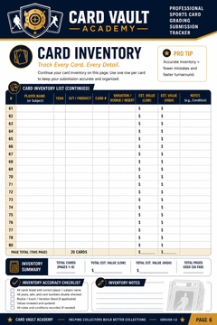 Sports Card Grading Submission Tracker | Card Vault Academy