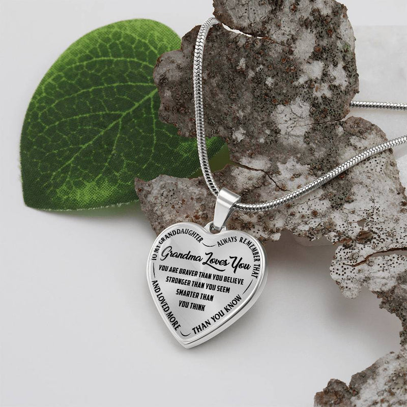 Personalized Heart Necklace for Grandma – 18k Gold Finish – Custom Engraving