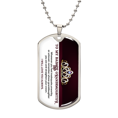 Dog Tag Necklace – Empowering Gift for Granddaughter – Stainless Steel