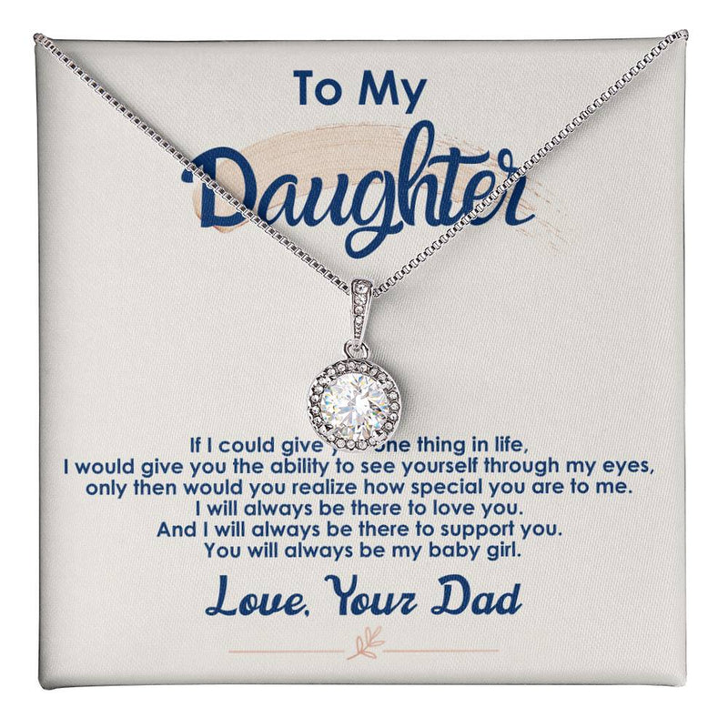 Cushion Cut CZ Pendant Necklace – Gift for Daughter – 14k White Gold Finish