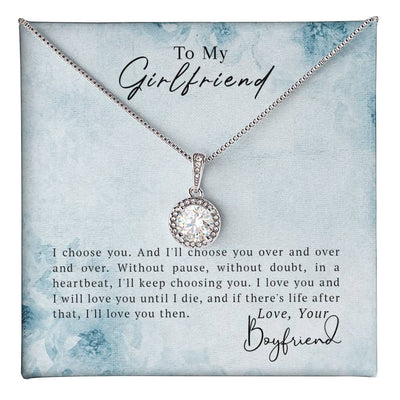 Cushion Cut CZ Pendant Necklace – Gift for Girlfriend – 14k White Gold Finish