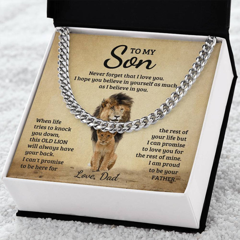 Cuban Link Chain Necklace for Him – Memorial Gift – Stainless Steel Gold Finish