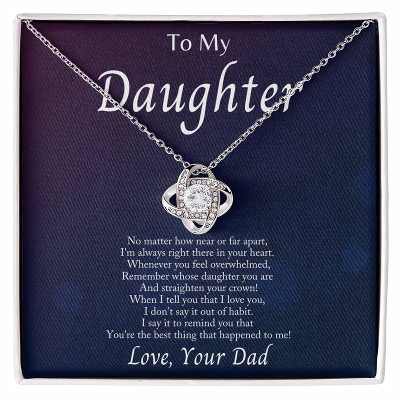 Love Knot Pendant Necklace – Memorial Gift for Her – Gold or Silver Finish