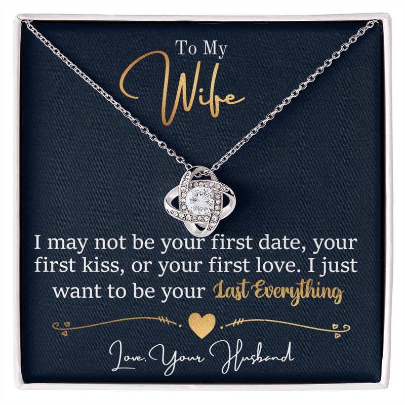 Love Knot Pendant Necklace – Romantic Gift for Wife – Gold or Silver Finish