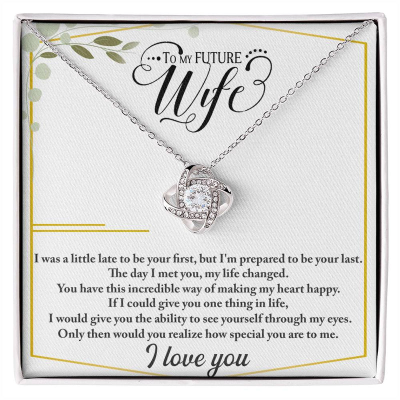 Love Knot Pendant Necklace – Engagement Gift for Future Wife – Gold or Silver