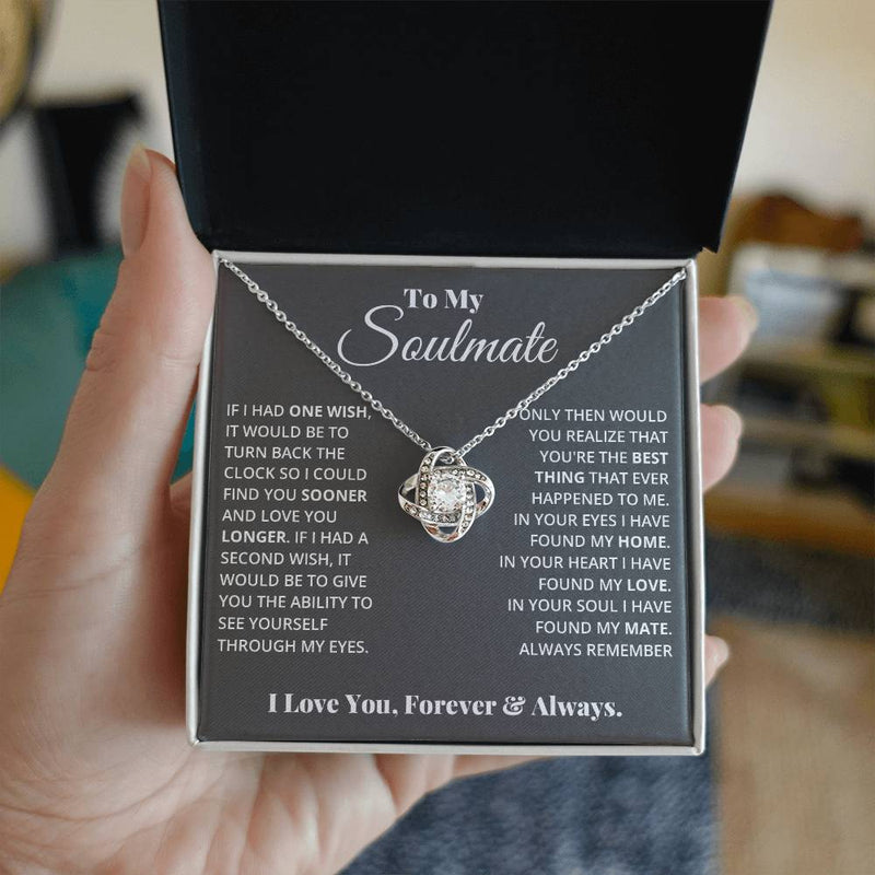 Love Knot Pendant Necklace – Soulmate Gift for Her – Gold or Silver Finish