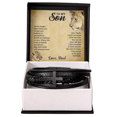Cross Bracelet for Son – Inspirational Gift from Mom or Dad – Stainless Steel