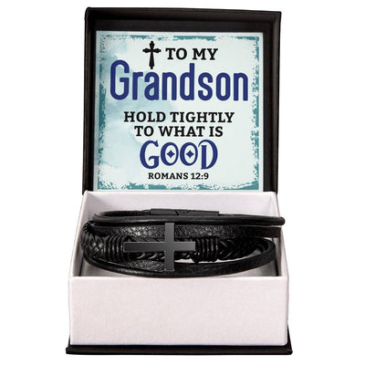 Christian Gift for Him or Her – Hold Tightly Cross Leather Bracelet – Faith Jewelry Gift