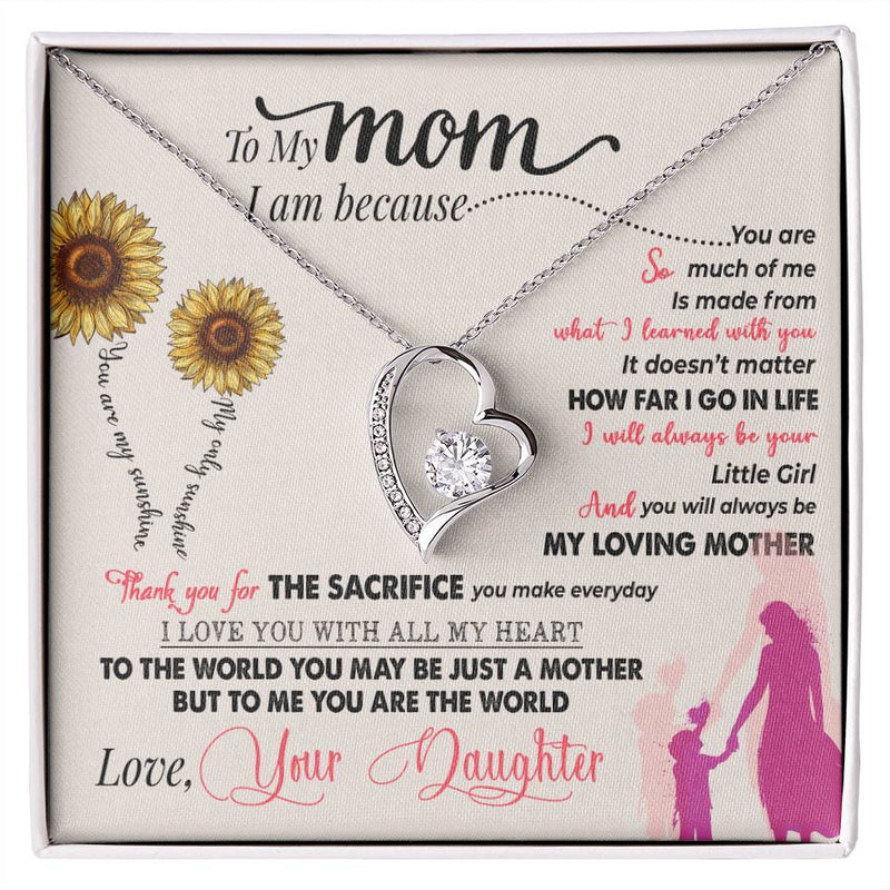 CZ Crystal Heart Pendant Necklace – Gift for Mom or Daughter – Gold or White Gold