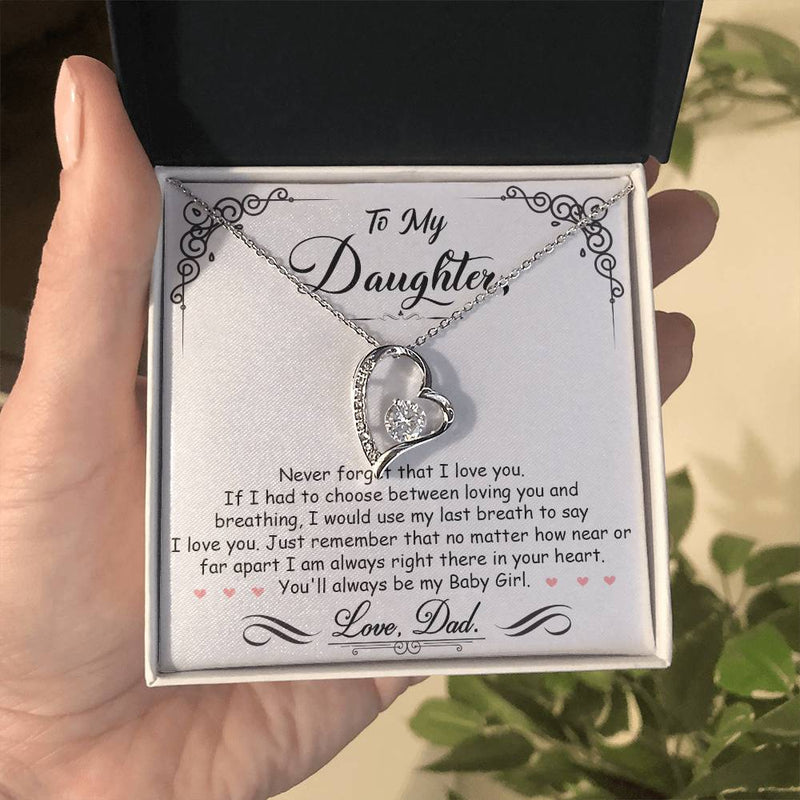 CZ Crystal Heart Pendant Necklace – Gift for Daughter – Gold or White Gold Finish